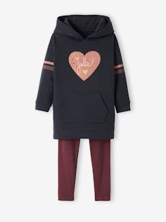 Niña-Camisetas-Conjunto de vestido con capucha de felpa y leggings Oeko-Tex® para niña