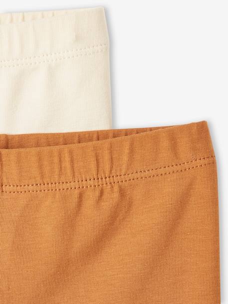 Pack de 2 leggings largos para bebé niña AZUL CLARO BICOLOR/MULTICOLOR+gris jaspeado+MARRON MEDIO BICOLOR/MULTICOLO 