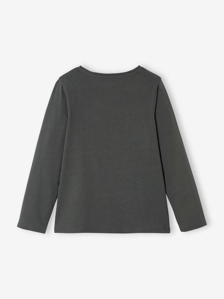 Camiseta con conejo y lacito fantasía, niña GRIS OSCURO LISO CON MOTIVOS 
