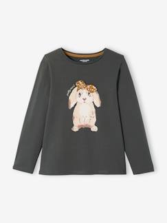 Niña-Camisetas-Camiseta con conejo y lacito fantasía, niña