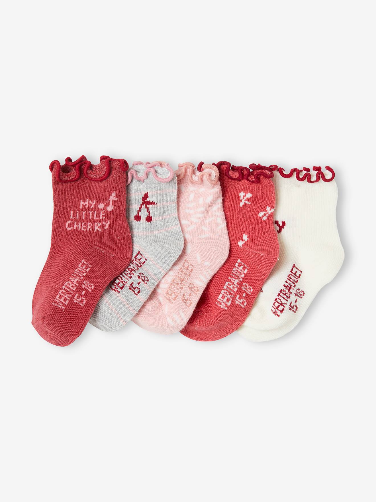 Alfombra Horror Masaccio Lote de 5 pares de calcetines Cerezas con volantes, bebé niña rosa oscuro  bicolor/multicolor - Vertbaudet