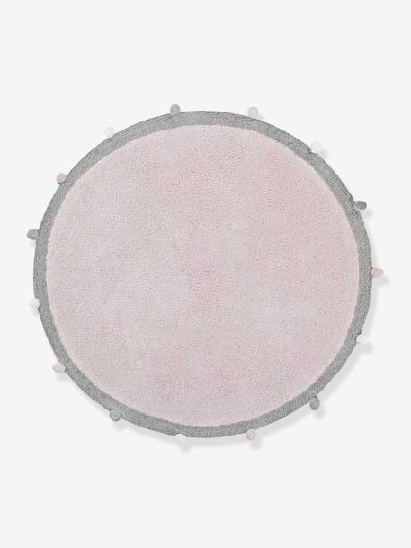 Alfombra de algodón lavable redonda con pompones LORENA CANALS azul grisáceo+rosa 