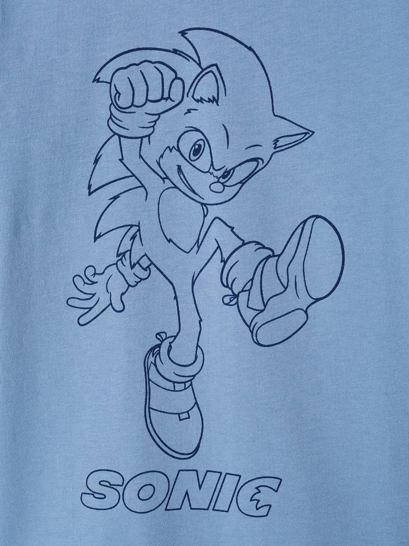 Contable verano Alfombra Camiseta de manga larga Sonic® azul medio liso con motivos - Sonic
