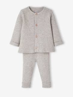 Bebé-Conjuntos-Conjunto unisex de punto tricot con camiseta y pantalón, bebé