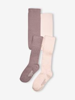 Niña-Ropa interior-Pack de 2 pares de leotardos con trenzados, niña