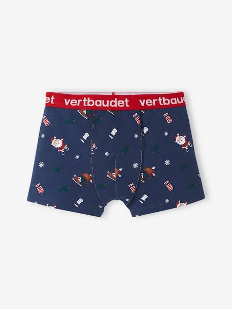 Pack de 3 boxers stretch Navidad, niño verde pino 