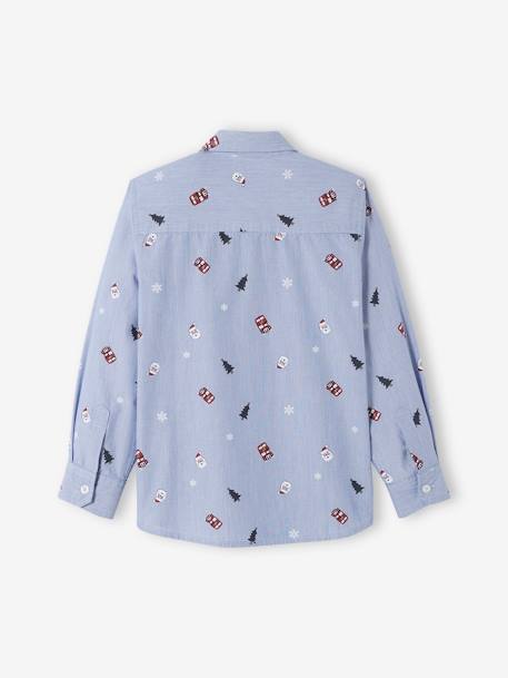 Caja de Navidad con camisa y pajarita para niño azul chambray 