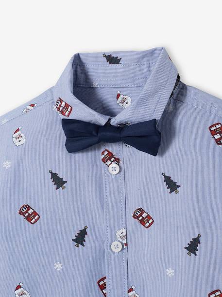 Caja de Navidad con camisa y pajarita para niño azul chambray 