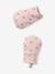 Conjunto de gorro + manoplas + fular + bolso de punto estampado para bebé niña rosa palo 