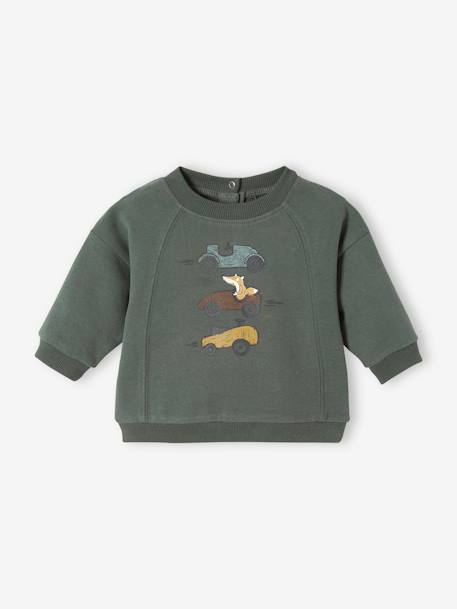 Sudadera Coche bebé VERDE OSCURO LISO CON MOTIVOS 