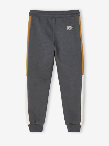 Pantalón deportivo de felpa con bandas bicolores a los lados, para niña GRIS OSCURO LISO CON MOTIVOS+NEGRO OSCURO LISO CON MOTIVOS 