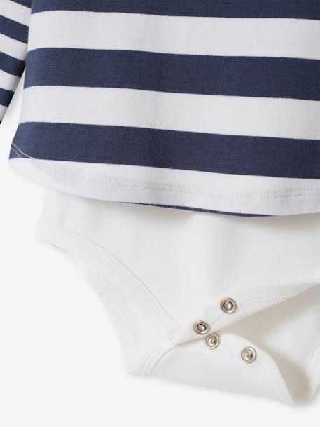 Camiseta de estilo marinero body bebé de manga larga crudo 