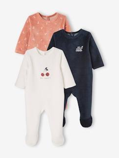 Bebé-Pack de 3 pijamas de terciopelo con abertura detrás, para bebé