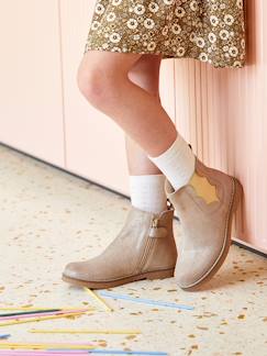 Calzado-Calzado niña (23-38)-Botines de piel con cremallera y elásticos, para niña