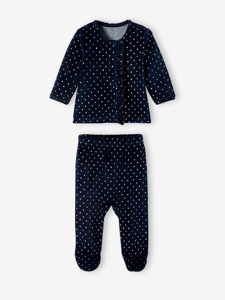 Lote de 2 pijamas de terciopelo para bebé, niña AZUL OSCURO BICOLOR/MULTICOLOR 