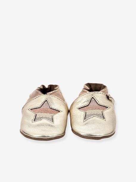 Zapatillas de casa de piel ligera Star Stripe ROBEEZ©, bebé azul marino+dorado 