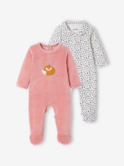 Bebé-Pijamas-Lote de 2 peleles para bebé niña "zorro" de terciopelo