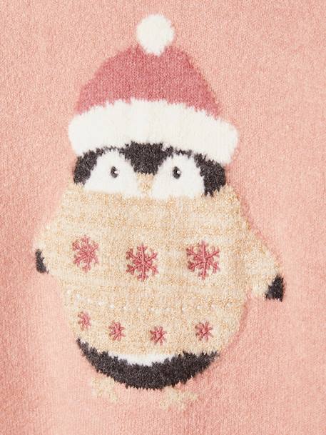Estuche de Navidad para niña: jersey de pingüino y goma para el pelo  