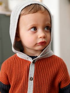 Bebé-Sudaderas, jerséis y chaquetas de punto-Chaquetas de punto-Chaqueta de punto tricot para bebé con capucha