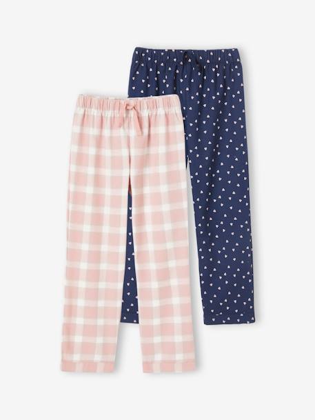 de 2 pantalones de pijamas de niña rosa medio a cuadros - Vertbaudet