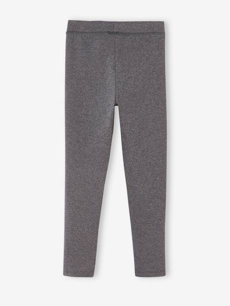 Legging deportivo con inscripción metalizada en la pernera, para niña arcilla+GRIS OSCURO JASPEADO+ROSA CLARO LISO 