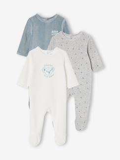 Bebé-Pijamas-Pack de 3 pijamas de terciopelo con abertura detrás, para bebé