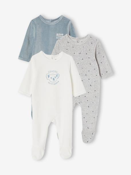 Pack de 3 pijamas de terciopelo con abertura detrás, para bebé BEIGE MEDIO BICOLOR/MULTICOLOR+BLANCO CLARO BICOLOR/MULTICOLO+ROSA OSCURO BICOLOR/MULTICOLOR 