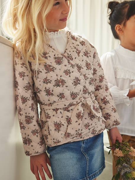 Camiseta estilo blusa con detalles de macramé para niña AZUL OSCURO LISO+BLANCO MEDIO LISO+VERDE CLARO LISO 