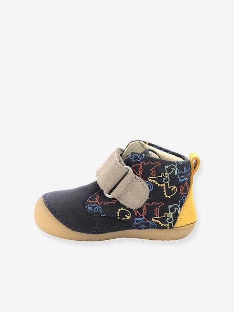 Botines de piel para bebé Sabio KICKERS® primeros pasos AZUL OSCURO LISO+BEIGE MEDIO LISO+tinta 