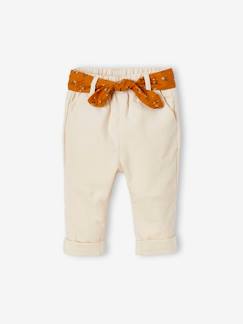 Bebé-Pantalones, vaqueros -Pantalón de terciopelo con cinturón de tejido, para bebé