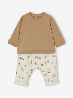 -Conjunto bebé camiseta nido de abeja + pantalón de felpa