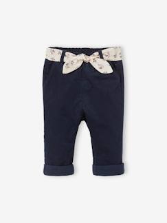 Bebé-Pantalones, vaqueros -Pantalón de terciopelo con cinturón de tejido, para bebé