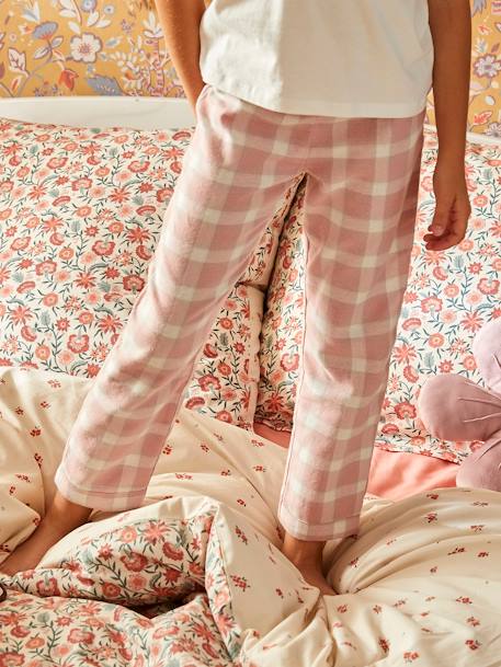Pack de pantalones de pijamas de franela, niña rosa medio a cuadros Vertbaudet