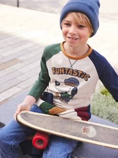 Niño-Camiseta con Perro Baloncestista y mangas raglán, niño