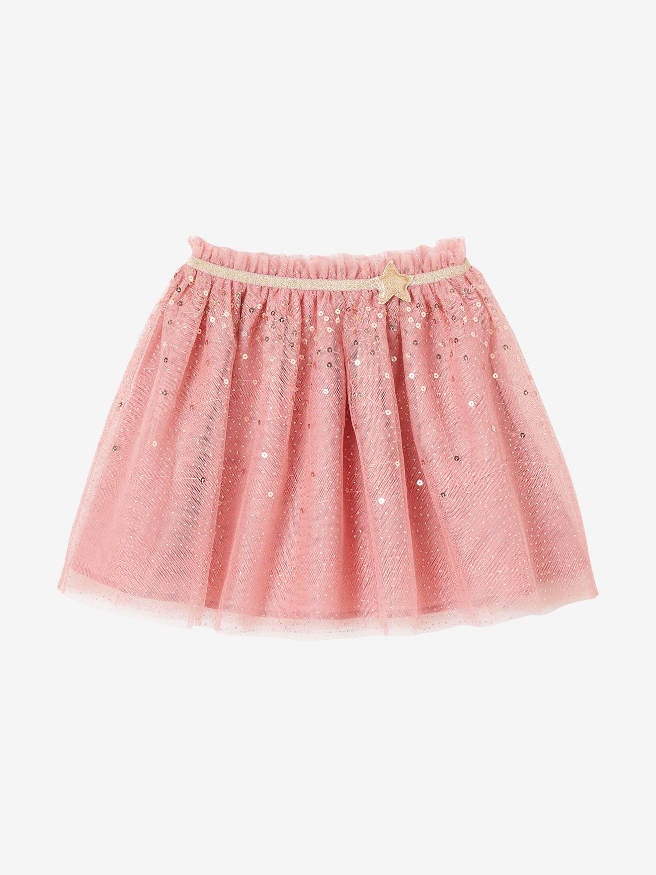 Falda larga tipo enagua de tul irisado para niña rosa rosa pálido -  Vertbaudet