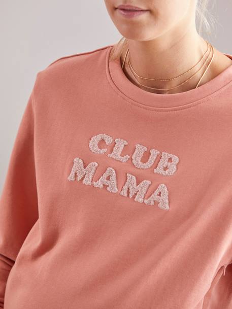 Sudadera de felpa con mensaje para embarazo y lactancia GRIS MEDIO LISO CON MOTIVOS+MARRON OSCURO LISO CON MOTIVOS 