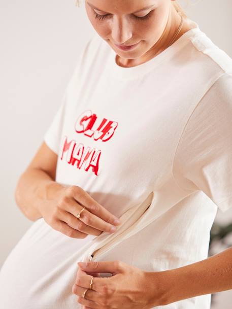 Camiseta con mensaje para embarazo y lactancia BLANCO CLARO LISO CON MOTIVOS 