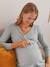 Conjunto de 2 prendas pijama de embarazo y lactancia GRIS CLARO LISO 