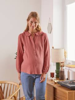 Ropa Premamá-Blusas y camisas embarazo-Camisa de gasa de algodón para embarazo y lactancia