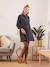 Vestido estampado de gasa de algodón para embarazo y lactancia GRIS OSCURO ESTAMPADO+NEGRO OSCURO ESTAMPADO 
