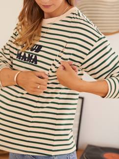 Ropa Premamá-Camisetas y tops embarazo-Camiseta marinera para embarazo y lactancia, de algodón orgánico