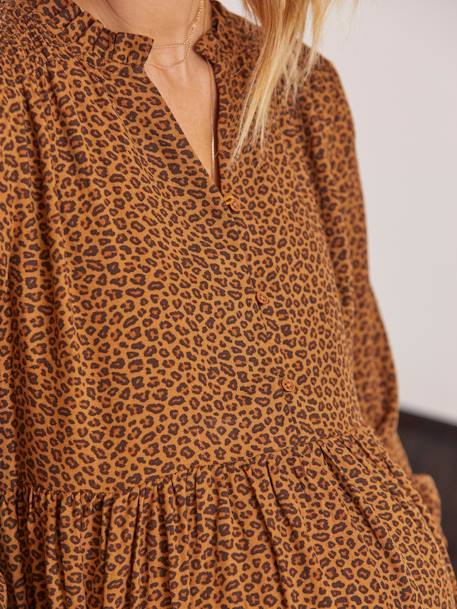Vestido con estampado de leopardo para embarazo y lactancia MARRON MEDIO ESTAMPADO 