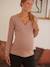 Camiseta con cuello de pico cruzado para embarazo y lactancia GRIS OSCURO LISO+ROSA CLARO LISO 