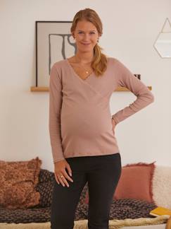 Ropa Premamá-Camisetas y tops embarazo-Camiseta con cuello de pico cruzado para embarazo y lactancia