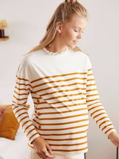 Ropa Premamá-Camisetas y tops embarazo-Camiseta de cuello con volante para embarazo y lactancia