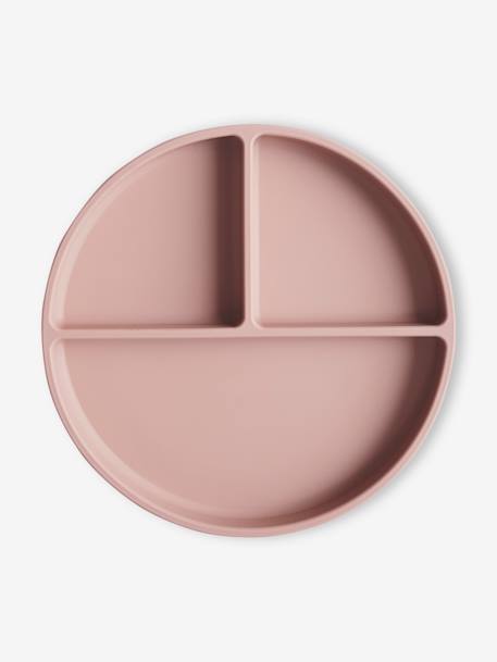 Plato con compartimentos MUSHIE de silicona rosa 