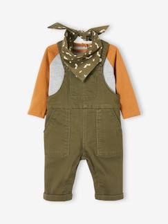 Bebé-Monos y petos-Conjunto de 3 prendas para bebé: peto, camiseta y pañuelo bandana