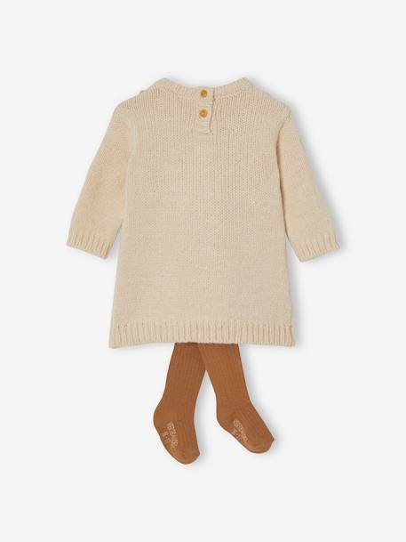 Vestido para bebé de punto tricot con leotardos a juego  