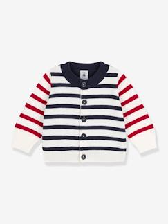 Bebé-Sudaderas, jerséis y chaquetas de punto-Chaquetas de punto-Cárdigan de punto tricot de algodón para bebé PETIT BATEAU