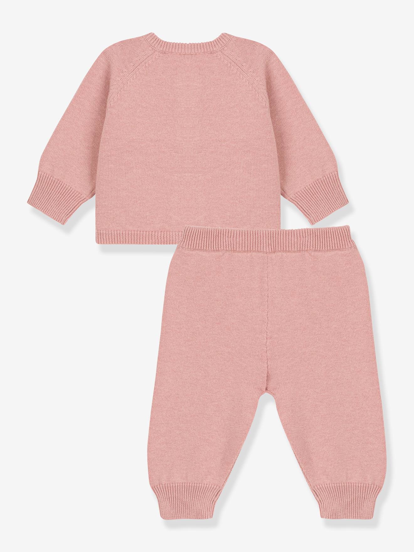 Usual toda la vida Él Conjunto de 2 prendas de punto tricot de lana y algodón para bebé PETIT  BATEAU rosa - Petit Bateau